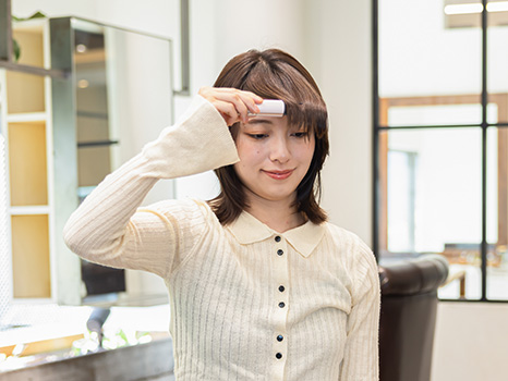 センター分け前髪 スタイル方法写真:02