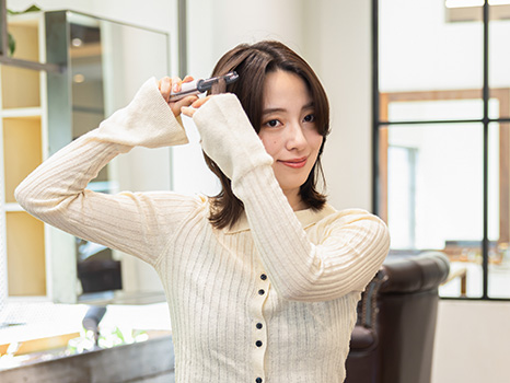 センター分け前髪 スタイル方法写真:04