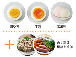 イメージ:1台で3 つのゆで加減が楽しめる！