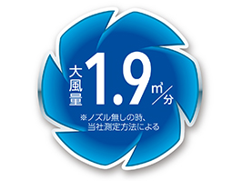 イメージ:大風量1.9㎥／分※