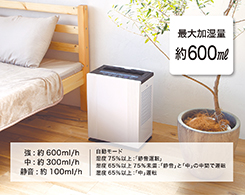 イメージ:最大加湿容量 約600ml/h